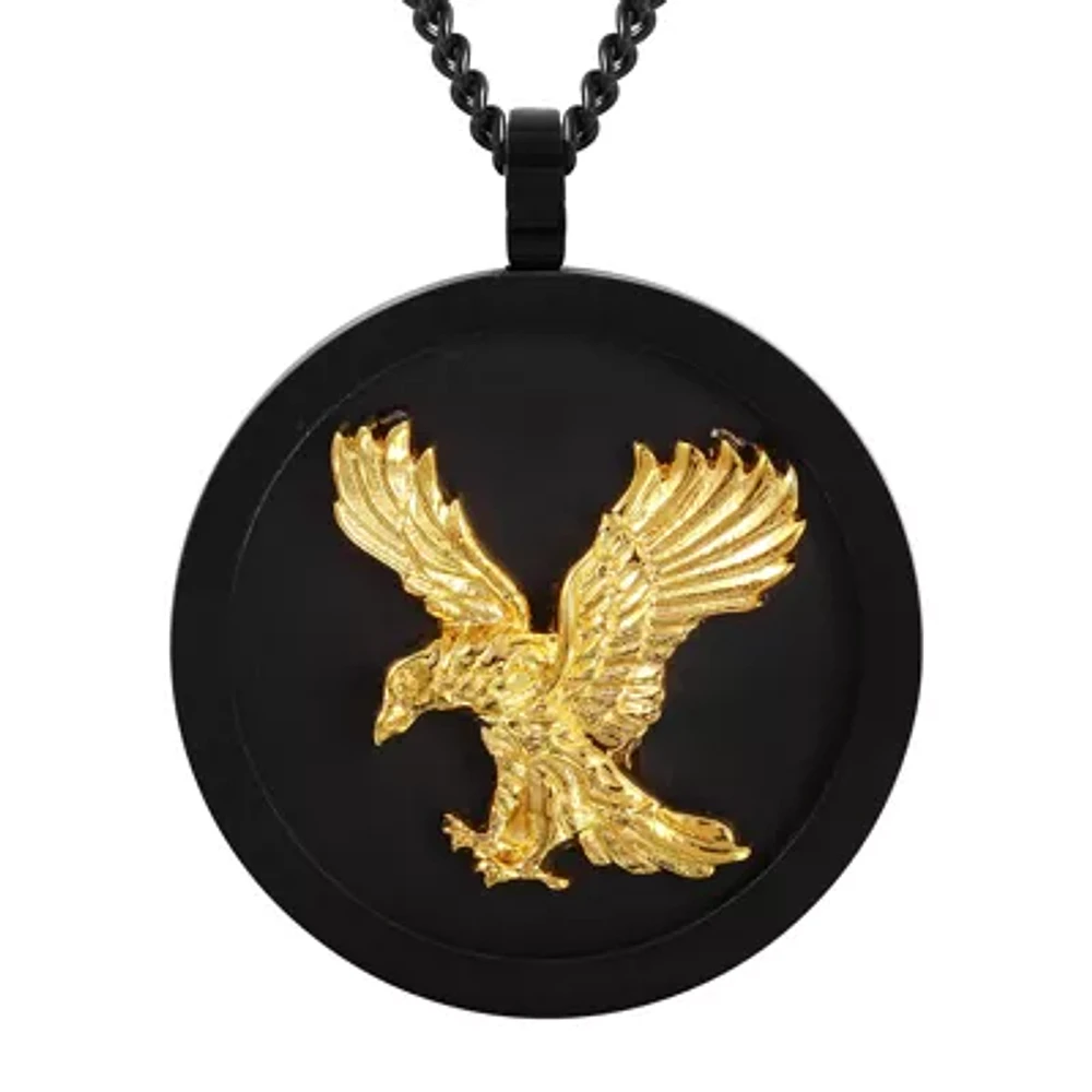 Mens Two-Tone Stainless Steel Eagle Pendant Necklace