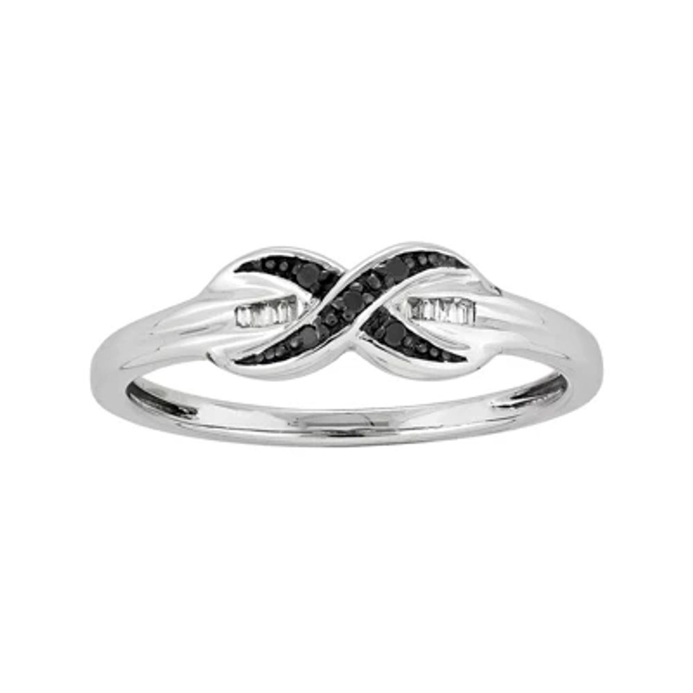 White and Color-Enhanced Black Diamond-Accent X Ring