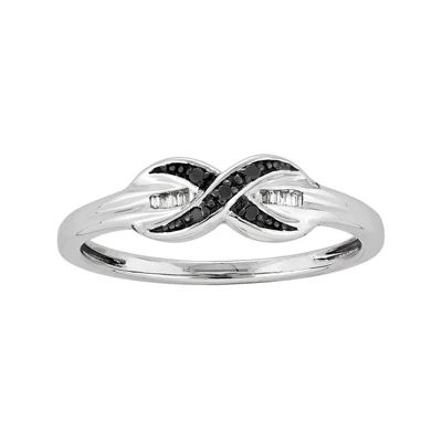 White and Color-Enhanced Black Diamond-Accent X Ring