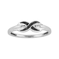 White and Color-Enhanced Black Diamond-Accent X Ring