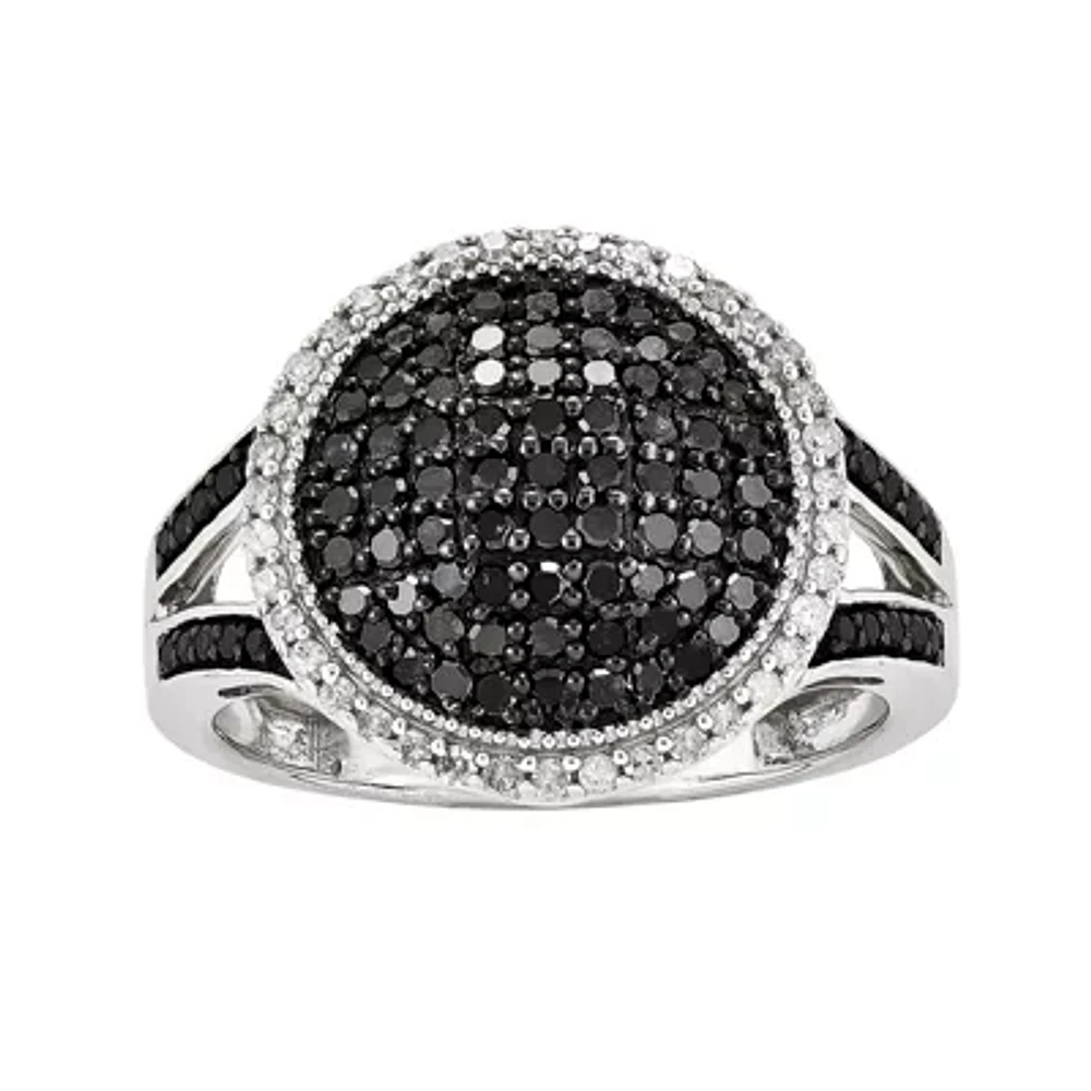 3/4 CT.T.W. Natural White and Color-Enhanced Black Diamond Dome Ring