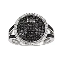 3/4 CT.T.W. Natural White and Color-Enhanced Black Diamond Dome Ring