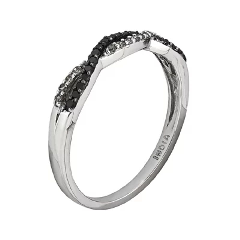 1/5 CT.T.W. Natural White and Color-Enhanced Black Diamond Loop Ring