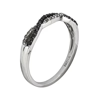 1/5 CT.T.W. Natural White and Color-Enhanced Black Diamond Loop Ring