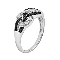 1/ CT.T.W. Natural White and Color-Enhanced Black Diamond Loop Ring