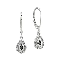 1/4 CT.T.W. Natural White and Color-Enhanced Black Diamond Sterling SIlver Teardrop Earrings