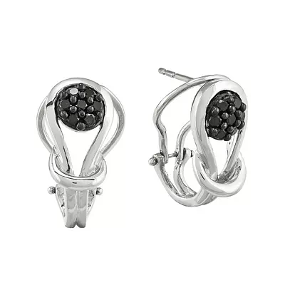 1/4 CT.T.W. Color-Enhanced Black Diamond Sterling SIlver Love Knot Post Earrings