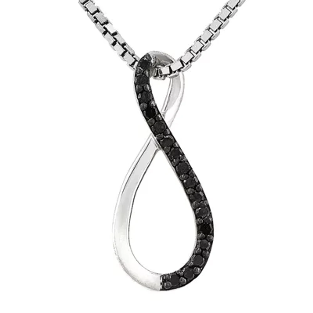 Color-Enhanced Black Diamond-Accent Sterling Silver Infinity Symbol Pendant Necklace