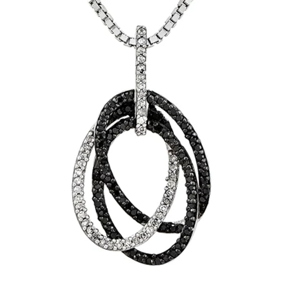 1/4 CT.T.W. Natural White and Color-Enhanced Diamond Sterling SIlver Oval Pendant Necklace