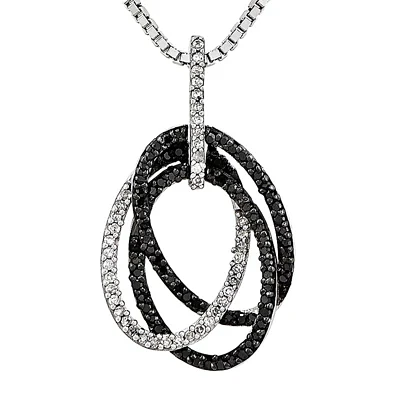 1/4 CT.T.W. Natural White and Color-Enhanced Diamond Sterling SIlver Oval Pendant Necklace