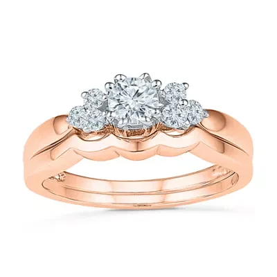 Womens 3/8 CT.T.W. Natural Diamond 10K Rose Gold Bridal Set