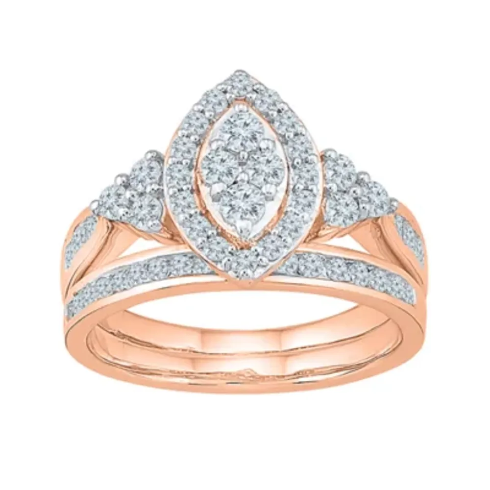 Womens 1 CT.T.W. Natural Diamond 10K Rose Gold Bridal Set