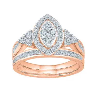 Womens 1 CT.T.W. Natural Diamond 10K Rose Gold Bridal Set