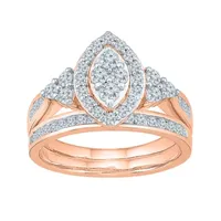 Womens 1 CT.T.W. Natural Diamond 10K Rose Gold Bridal Set