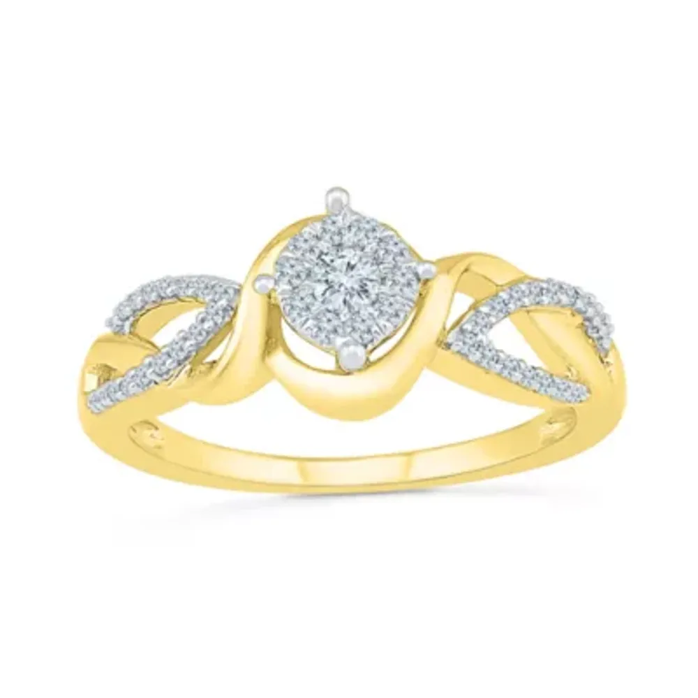 Promise My Love Womens 1/ CT. T.W. Natural White Diamond Sterling Silver Round Side Stone Ring