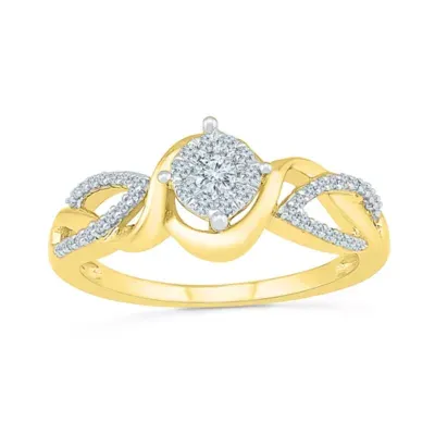 Promise My Love Womens 1/ CT. T.W. Natural White Diamond Sterling Silver Round Side Stone Ring