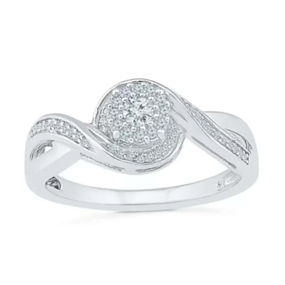 Promise My Love Womens 1/ CT. T.W. Mined Diamond Sterling Silver Round Ring
