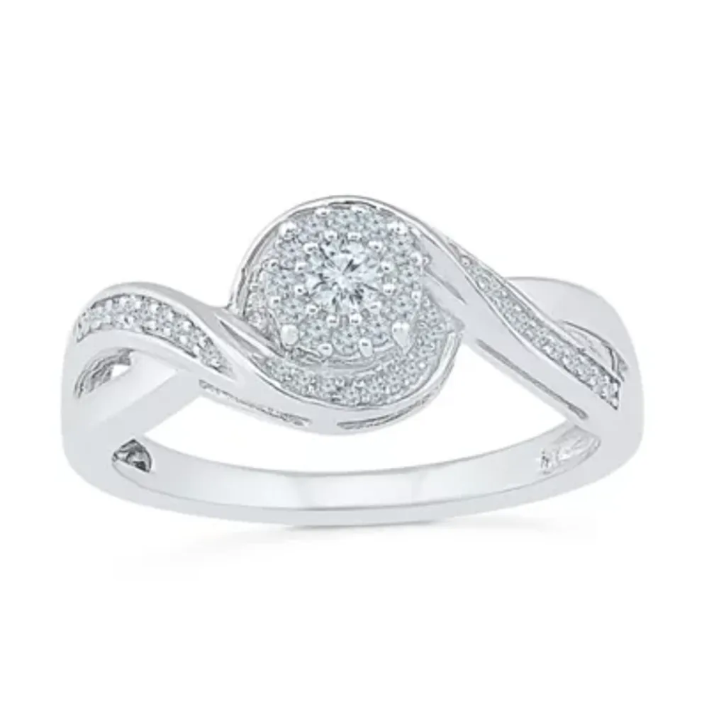 Promise My Love Womens 1/5 CT. Natural Diamond Sterling Silver Round Ring