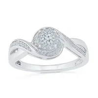 Promise My Love Womens 1/ CT. T.W. Natural Diamond Sterling Silver Round Ring