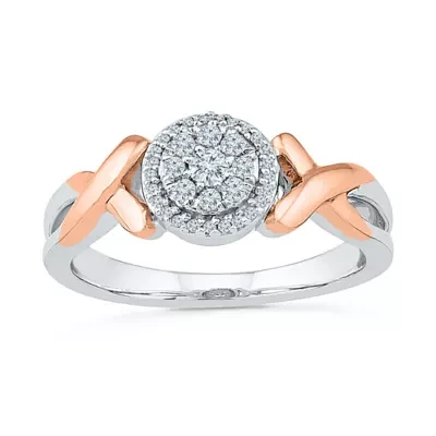 Promise My Love Womens 1/ CT. T.W. Natural White Diamond Sterling Silver Round Ring