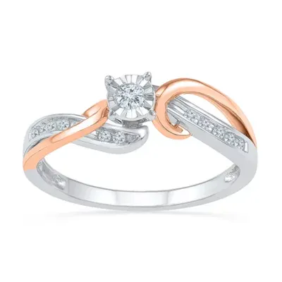 Promise My Love Womens 1/ CT. T.W. Natural White Diamond Sterling Silver Round Bypass Ring