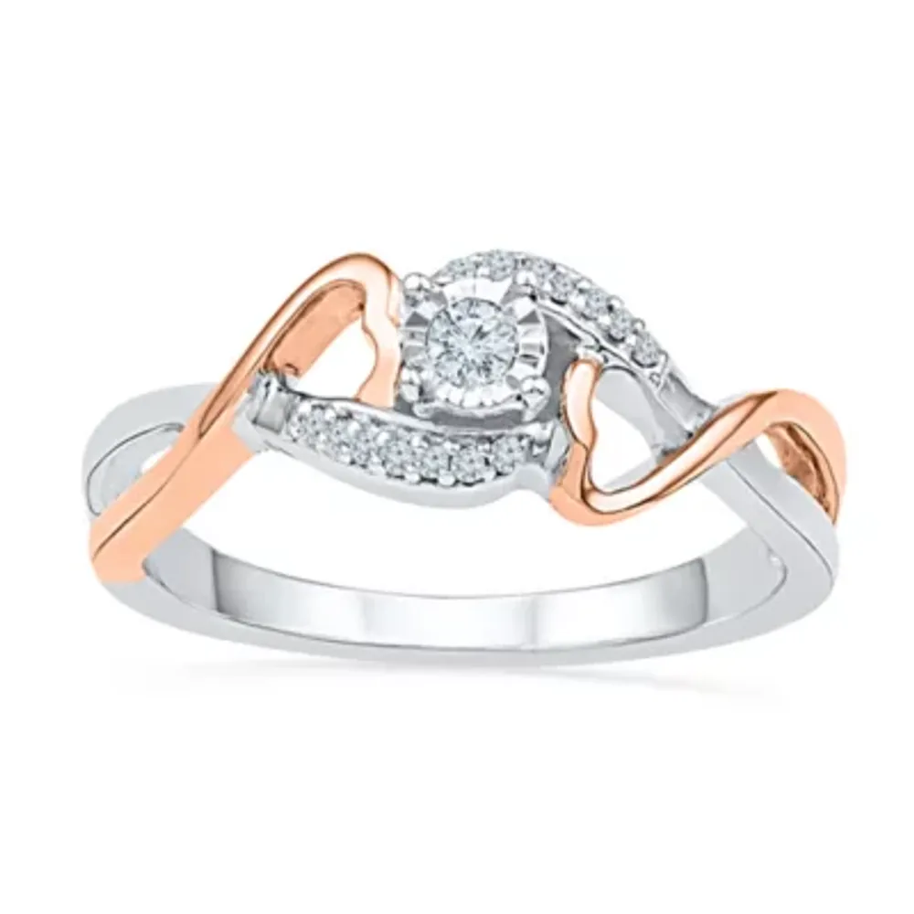 Promise My Love Womens 1/ CT. T.W. Natural Diamond Sterling Silver Round Halo Ring