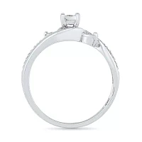Promise My Love Womens 1/ CT. T.W. Natural Diamond Sterling Silver Round Side Stone -Stone Ring