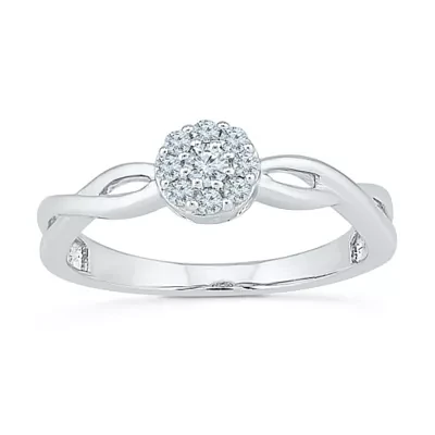Promise My Love Womens 1/ CT. T.W. Natural White Diamond Sterling Silver Round Ring