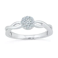 Promise My Love Womens 1/ CT. T.W. Natural White Diamond Sterling Silver Round Ring