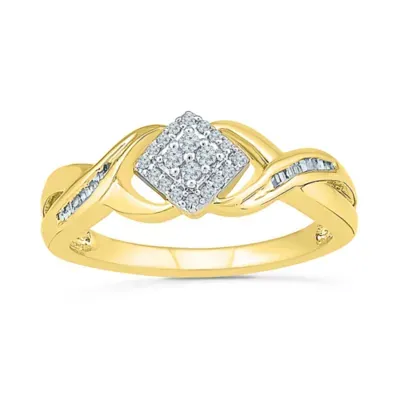 Promise My Love Womens 1/5 CT. Natural White Diamond Sterling Silver Side Stone Halo Ring