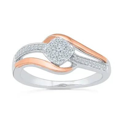 Promise My Love Womens 1/5 CT. Natural White Diamond Sterling Silver Cushion Ring