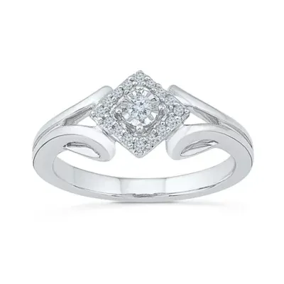 Promise My Love Womens 1/6 CT. T.W. Natural White Diamond Sterling Silver Halo Ring