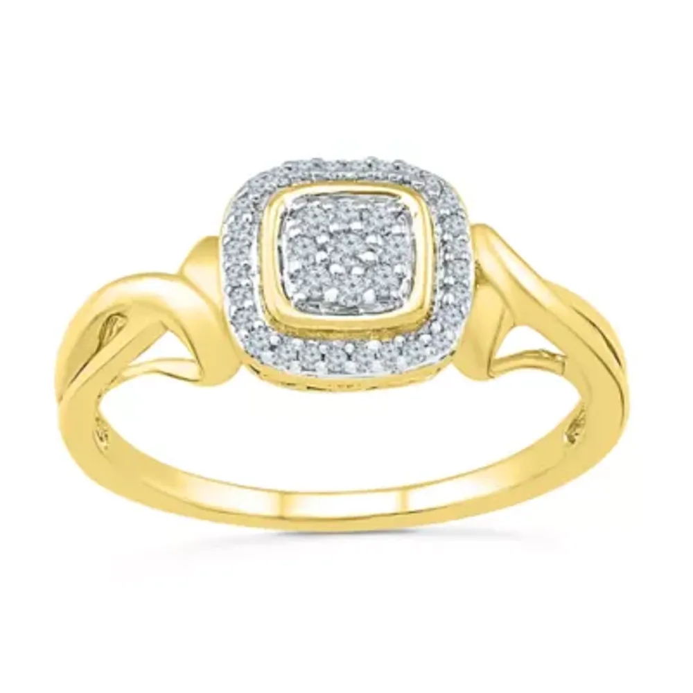 Promise My Love Womens 1/6 CT. T.W. Natural White Diamond Sterling Silver Cushion Halo Ring