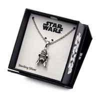 Womens Sterling Silver Star Wars Pendant Necklace
