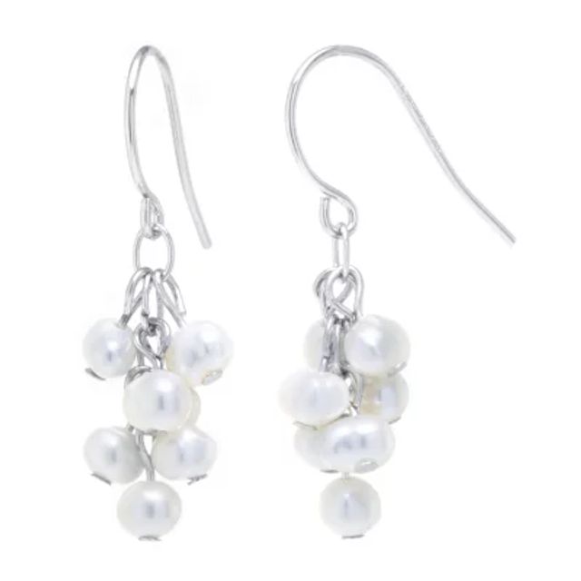 Silver Treasures Cultured Freshwater Pearl Sterling Silver Drop Earrings