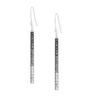 Sparkle Allure Pure Silver Over Brass Crystal Rectangular Drop Earrings