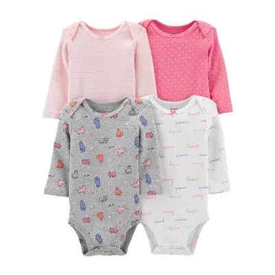 Carter's Baby Girls 4-pc. Round Neck Long Sleeve Bodysuit