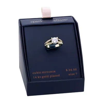 Sparkle Allure Cubic Zirconia 14K Gold Over Brass Engagement Ring