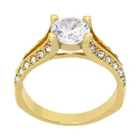 Sparkle Allure Cubic Zirconia 14K Gold Over Brass Engagement Ring