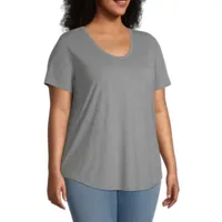 a.n.a Womens Plus Scoop Neck Short Sleeve T-Shirt