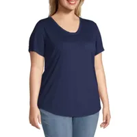 a.n.a Womens Plus Scoop Neck Short Sleeve T-Shirt