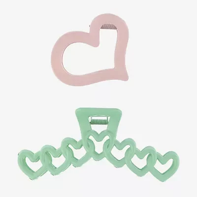 Arizona Light Pink & Green Heart 2-pc. Claw Hair Clip