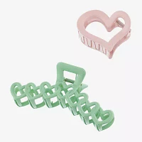 Arizona Light Pink & Green Heart 2-pc. Claw Hair Clip