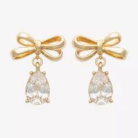 Bijoux Bar Gold Tone Cubic Zirconia Bow Drop Earrings