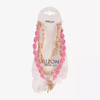 Arizona Pink Palm Tree & Shell 3-pc. 9 Inch Figaro Flower Ankle Bracelet