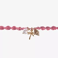 Arizona Pink Palm Tree & Shell 3-pc. 9 Inch Figaro Flower Ankle Bracelet
