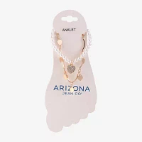 Arizona Charm & Simulated Pearl 2-pc. 9 Inch Heart Ankle Bracelet