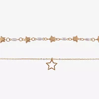 Arizona Gold Tone Simulated Pearl 16 Inch Link Star Strand Necklace