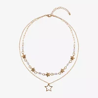 Arizona Gold Tone Simulated Pearl 16 Inch Link Star Strand Necklace