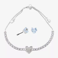 Sparkle Allure Light Up Box Cubic Zirconia Silver Tone Pure Silver Over Brass Heart 2-pc. Jewelry Set